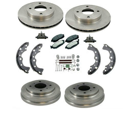 Sentra 02-06 1.8L 4 Stud Frt Rotores Pastillas de freno Tambores Zapatas de freno Cilindros 9 piezas