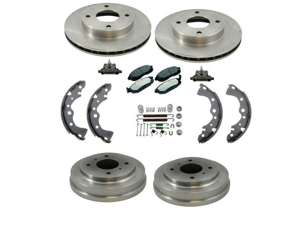 Sentra 02-06 1.8L 4 Stud Frt Rotors Brake Pads Drums Brake Shoes Cylinders 9pc