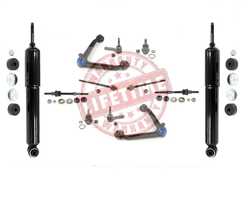 02-05 Ram 1500 4x4 Upp Control Arm Low Ball Joint In out Tie Rods Sway Shocks 12