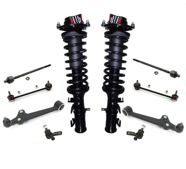 Se adapta a Rio (2) F 2004 2005, puntales de resorte helicoidal, brazos de control, juntas esféricas, 10 piezas