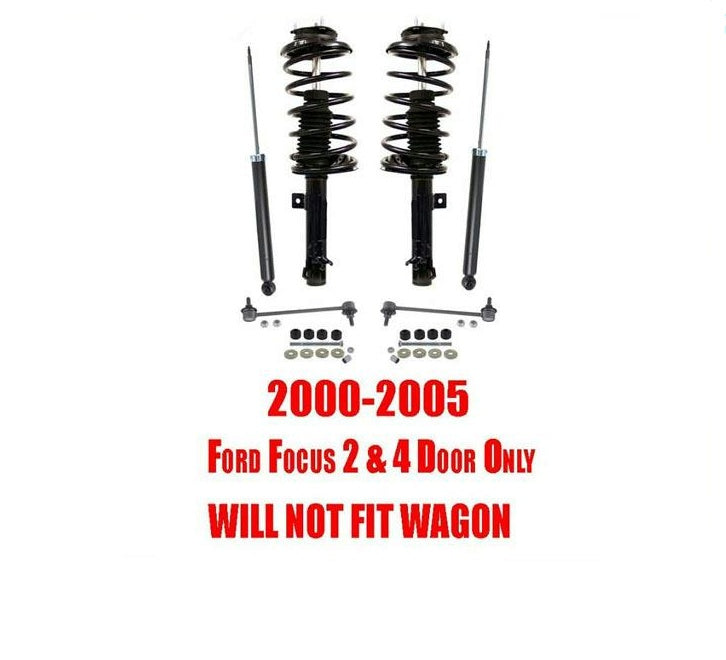 Front Complete Struts Rear Shocks & Sway Bar Links Focus 2.0L 00-05 No Wagon