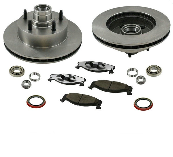 94-02 E150 Ford E150 Van con ABS trasero solo rotores de freno delanteros y pastillas de cerámica 9 piezas