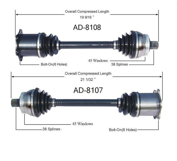 Para Allroad Quattro 01-2005 con transmisión automática (2) ejes delanteros CV