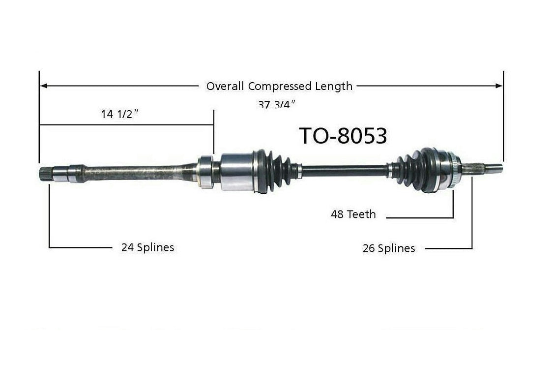 TO-8053 Nuevo eje P/S Camry 02-06 Solara 04-08 Highlander 01-07 FWD