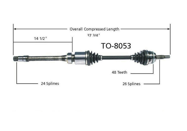 TO-8053 Brand New P/S Axle Camry 02-06 Solara 04-08 Highlander 01-07 FWD