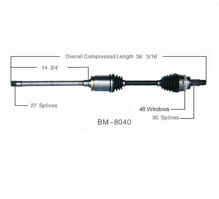 SurTrack BM8040 Conjunto de eje CV lado del pasajero delantero para 06-07 525xi 530xi