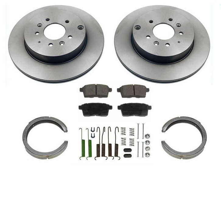Rotores traseros, pastillas traseras, zapatas de freno de estacionamiento y kit de hardware para Mazda CX-9 07-15