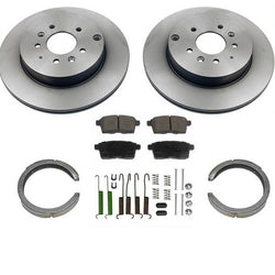 Rotores traseros, pastillas traseras, zapatas de freno de estacionamiento y kit de hardware para Mazda CX-9 07-15