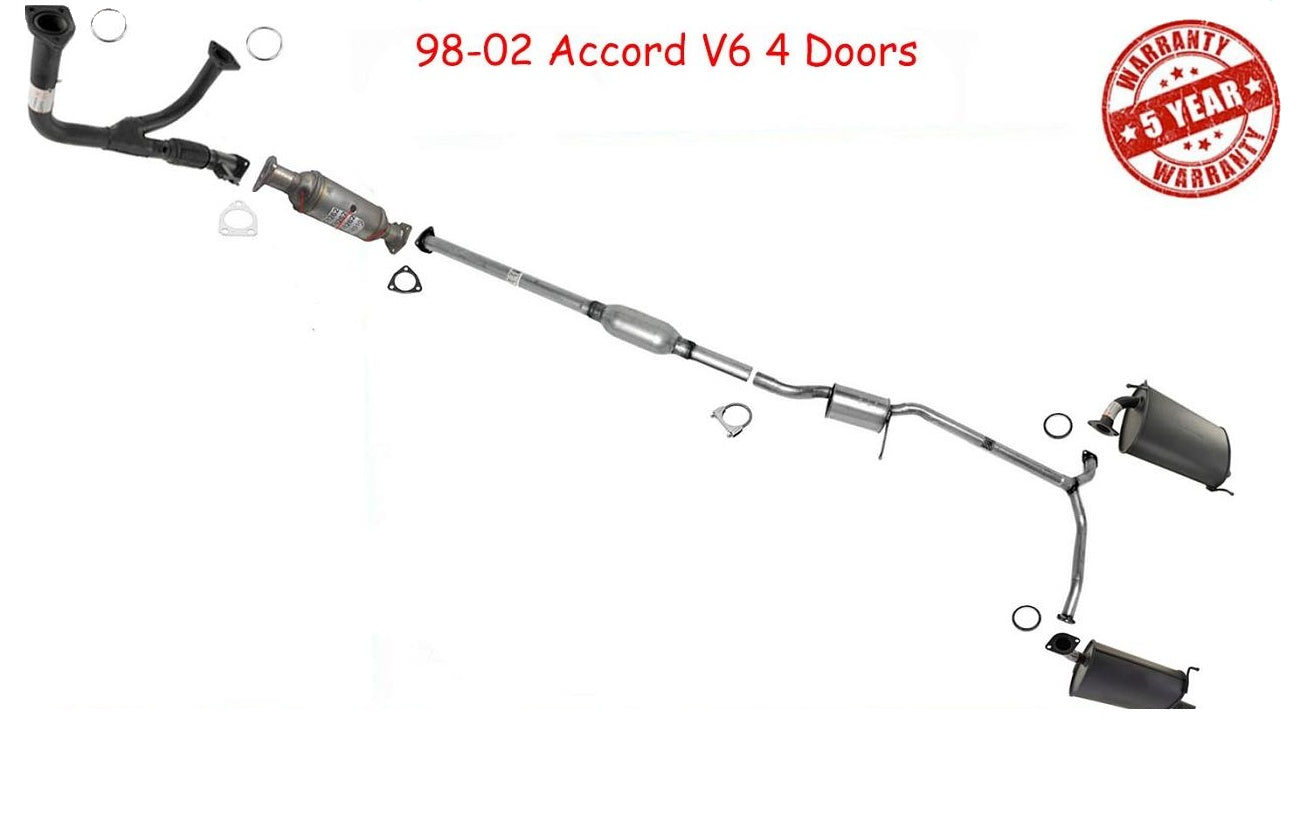 Sistema de escape completo Y tubo convertidor resonadores silenciador para Honda Accord 98-02