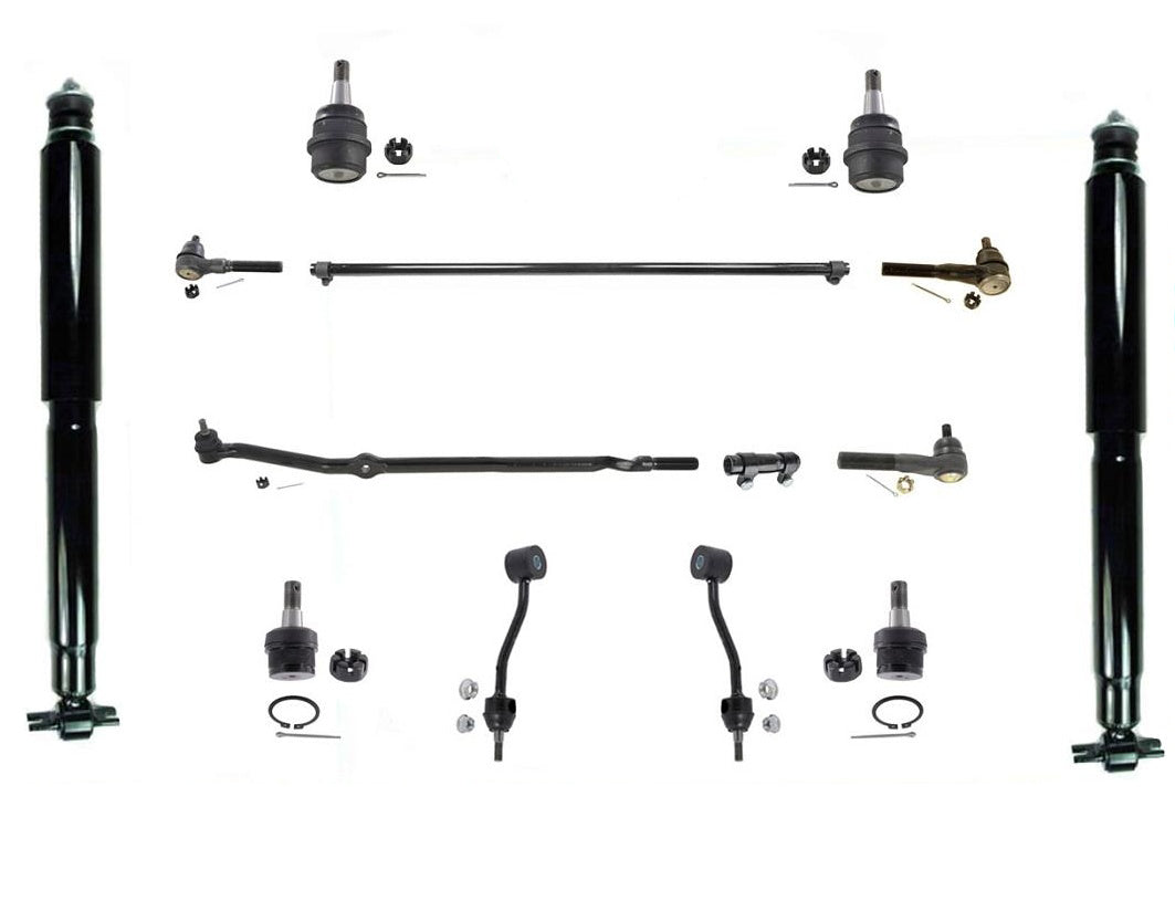 14pc Kit Tie Rods Drag Link Sleeve & Front Shocks Fits For Jeep Wrangler 97-06