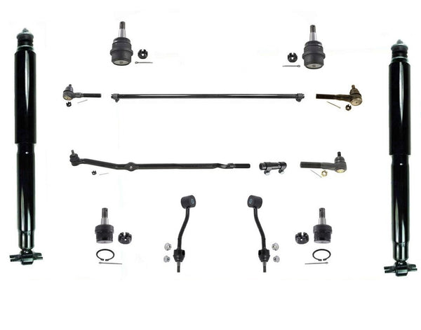 14pc Kit Tie Rods Drag Link Sleeve & Front Shocks Fits For Jeep Wrangler 97-06