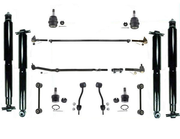 18pc Kit Tie Rod Drag Link Sleeve & Front & Rear Shocks Fits Jeep Wrangler 97-06
