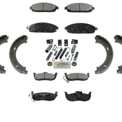 Front & Rear Brake Pads & Parking Brake Shoes Fits for Jeep Grand Cherokee 05-10