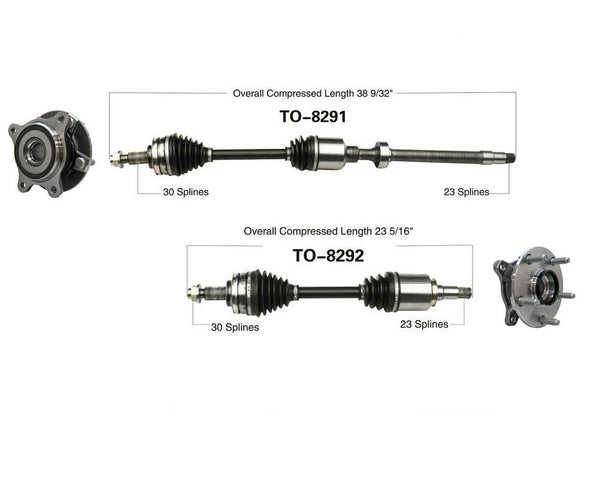 Front CV DRIVE AXLE SHAFT & Wheel Hub Bearings Fits 06-13 IS250 All Wheel Drive