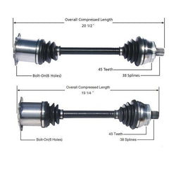 Ejes de 2 CV para transmisión automática Audi A4 Quattro W 02-04