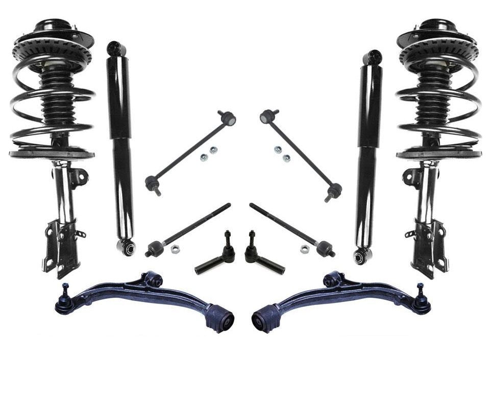 01-04 Caravan Coil Spring Struts Control Arms Bushings BJ Tie Rods Sway bar 12Pc