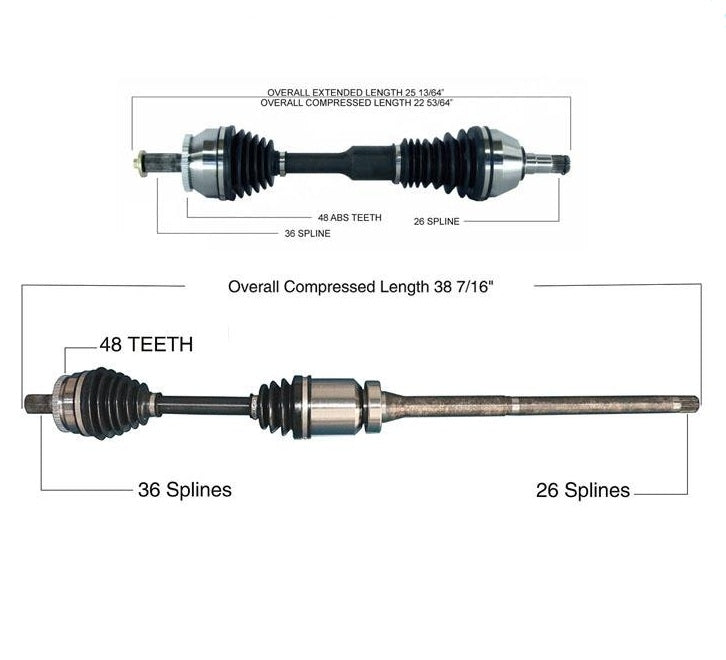 Frt CV Drive Axle Shafts (2) Left & Right For 03-05 XC90 All Wheel Drive 2.5