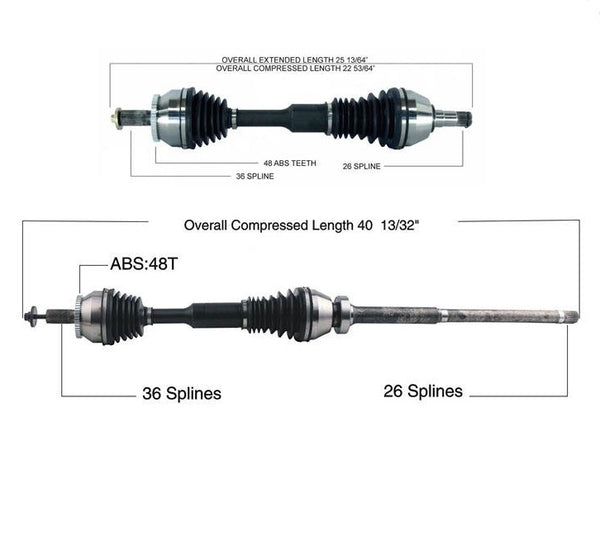 Ejes de eje de transmisión CV delantero (2) L&amp;R Nuevos para XC90 03-06 con tracción en todas las ruedas 2.5L SOLAMENTE