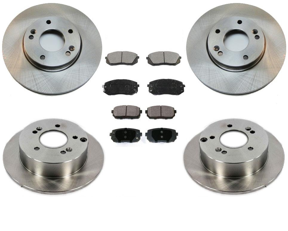 Rotores de freno de disco delantero y trasero y pastillas de freno de cerámica, 6 piezas para Kia Rondo 2007-2009