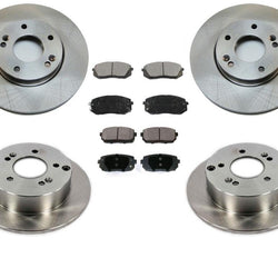 Front & Rear Disc Brake Rotors & Ceramic Brake Pads 6pc For Kia Rondo 2007-2009