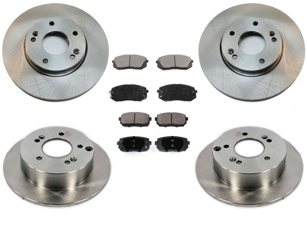 Front & Rear Disc Brake Rotors & Ceramic Brake Pads 6pc For Kia Rondo 2007-2009