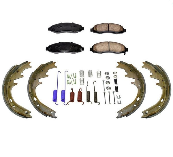 Pastillas de freno delanteras, zapatas de freno traseras y kit de resorte para DODGE DAKOTA 2003-2004