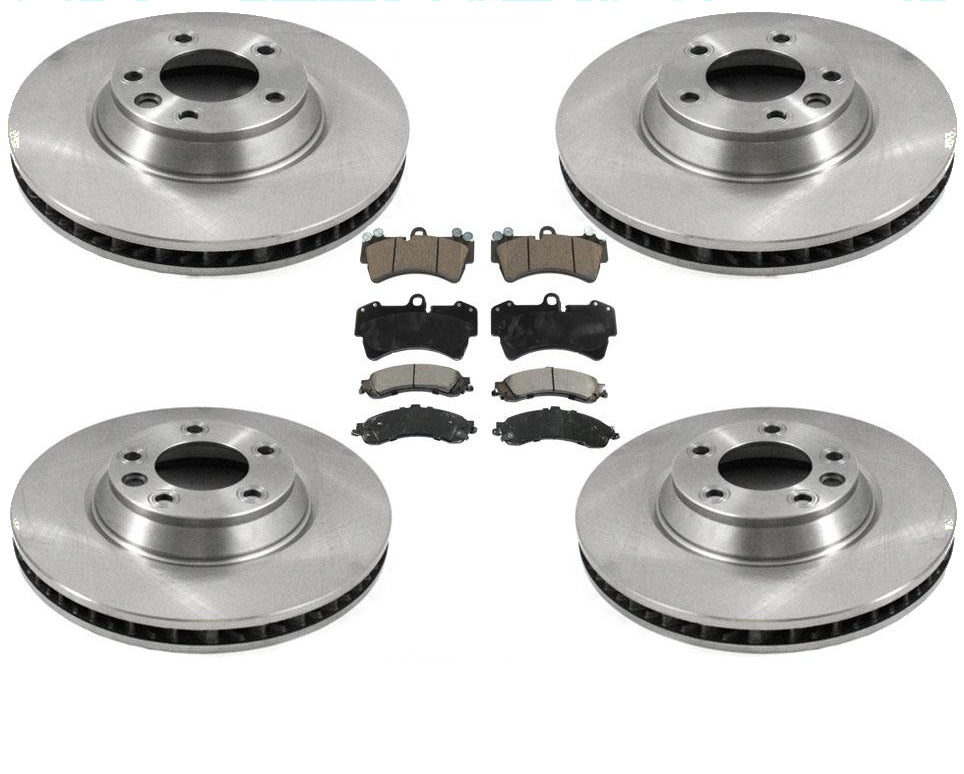 Para Audi Q7 2007-2015 rotores de freno delantero y trasero y pastillas de disco de freno de cerámica, 6 piezas
