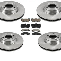 Para Audi Q7 2007-2015 rotores de freno delantero y trasero y pastillas de disco de freno de cerámica, 6 piezas