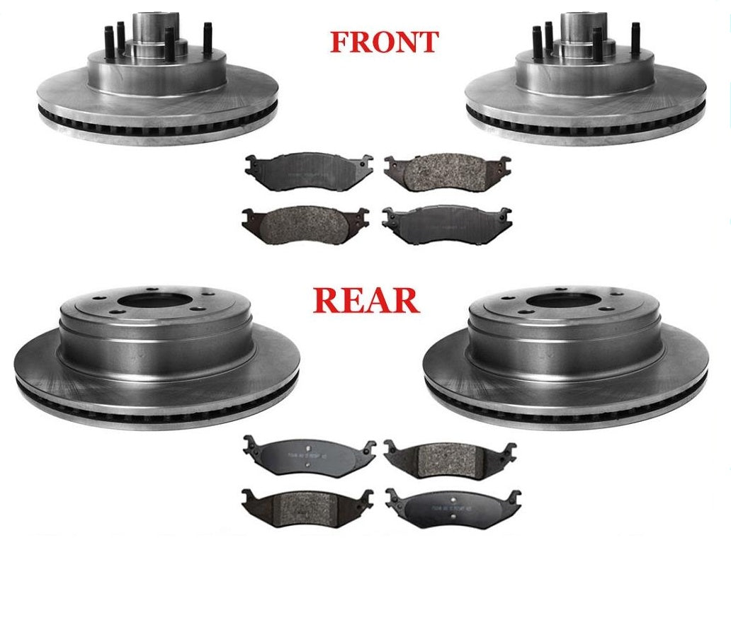 Brake Kit Front & Rear Disc Brake Rotors Brake Pads for Ford 04-06 Ford E150 6pc