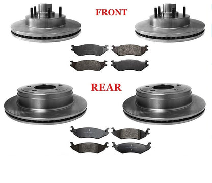 Brake Kit Front & Rear Disc Brake Rotors Brake Pads for Ford 04-06 Ford E150 6pc