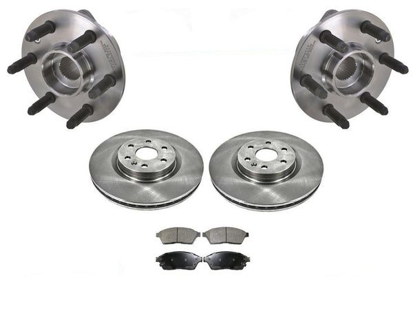 Fits For 10-16 Cadillac SRX Front Brake Rotors & Ceramic Pads Hub & Bearing 5Pc