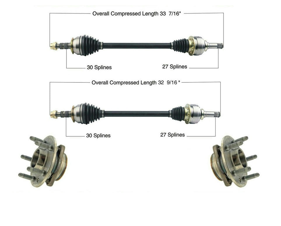 (4) Rear Cv Axles & Wheel Hub Bearings For Camaro V6 3.6L Automatic Transmission
