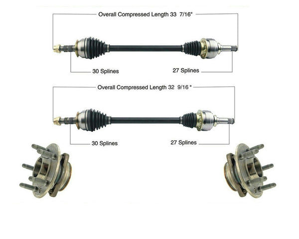 (4) Ejes CV traseros y rodamientos de cubo de rueda para transmisión automática Camaro V6 3.6L