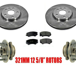 Front Coated Rotors Ceramic Pads & Wheel Hub Bearings For Camaro 3.6L 2010-2015
