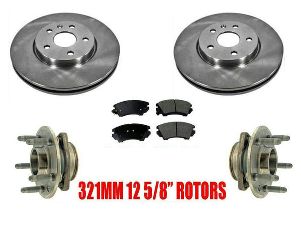 Front Coated Rotors Ceramic Pads & Wheel Hub Bearings For Camaro 3.6L 2010-2015