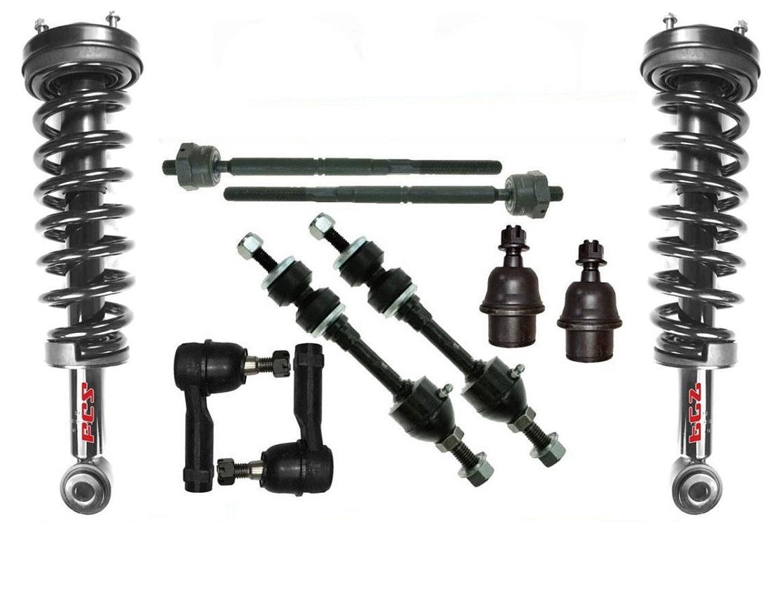 For 07-08 F150 4 Wheel Drive Tie Rods Sway Bar Ball J Coil Spring Struts 10pc