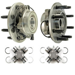 Front Wheel Hub Bearing + U Joints 06-08 Dodge Ram 2500 3500 1500 Mega Cab 4Pc