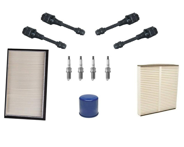 Ignition Coils Spark Plugs Air Cabin & Oil Filter 11p for 02-05 Sentra