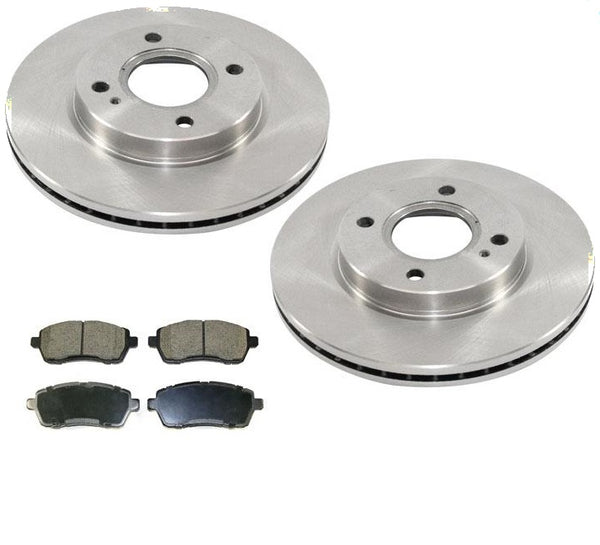 Front Brake Disc Rotors & Ceramic Pads for 11-17 Ford Fiesta With Rr Drum Brakes