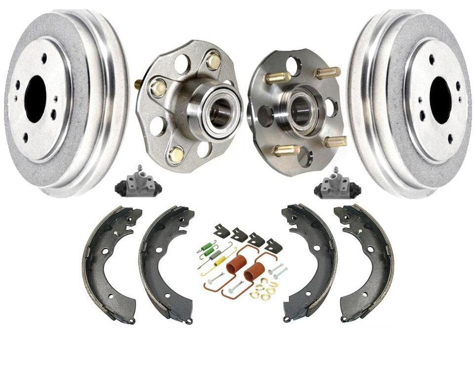 For 98-02 Honda Accord Rear Drum No ABS Hub & Bearings Drums Shoes Cylinders 8pc