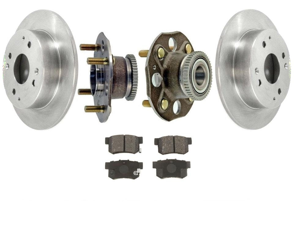 Rear Rotors Wheel Hub Bearings & Brake Pads For Honda Accord 2.3L 1998-2002