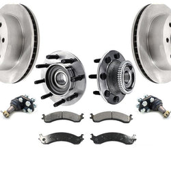 For 00-02 Ram 2500 Pick Up Rear Wheel Drive Rotors Pads Hub Wheel Bearings BJ