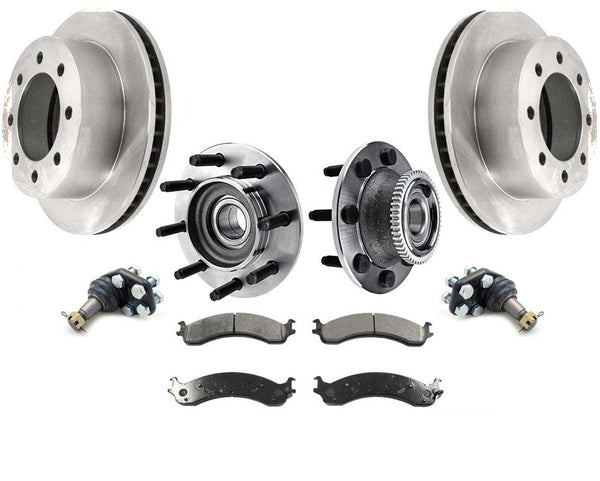 For 00-02 Ram 2500 Pick Up Rear Wheel Drive Rotors Pads Hub Wheel Bearings BJ
