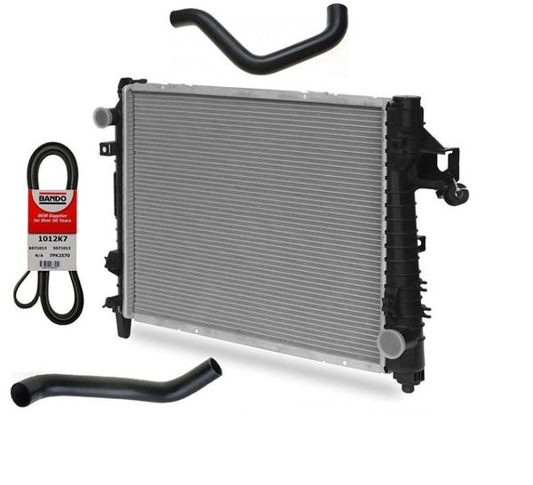 100% New Belt Hoses & Radiator Fits for 04-08 Ram Pick Up 1500 2500 5.7L Hemi