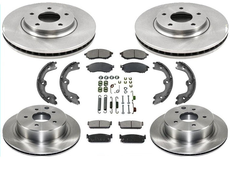 4 rotores de disco de freno y pastillas de cerámica, zapatas de estacionamiento 02-06 para Infiniti Q45, 8 piezas
