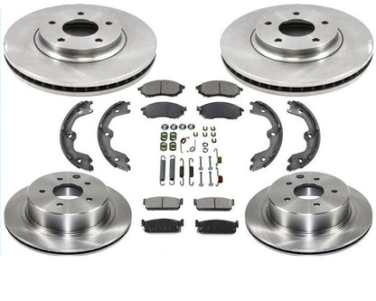 4 rotores de disco de freno y pastillas de cerámica, zapatas de estacionamiento 02-06 para Infiniti Q45, 8 piezas
