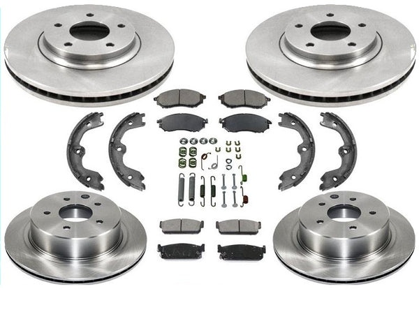 4 Brake Disc Rotors & Ceramic Pads Parking Shoes 02-06 for Infiniti Q45 8Pc
