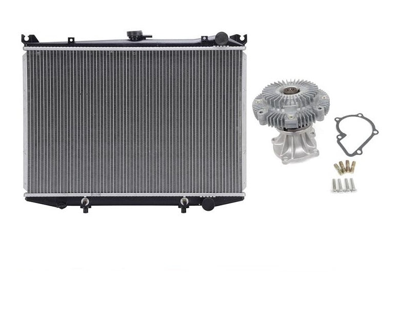 100% nuevo kit de bomba de agua de embrague de ventilador y radiador para Nissan Pick Up 2.4L 95-97