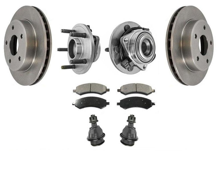 Front Wheel & Bearing Hub Assembly Disc Rotors Pads For 05-11 Dakota 4 Wheel ABS