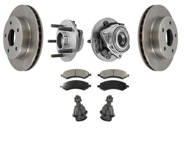 para 05-11 Dakota 4 ruedas ABS rueda delantera y conjunto de cubo de cojinete almohadillas de rotores de disco